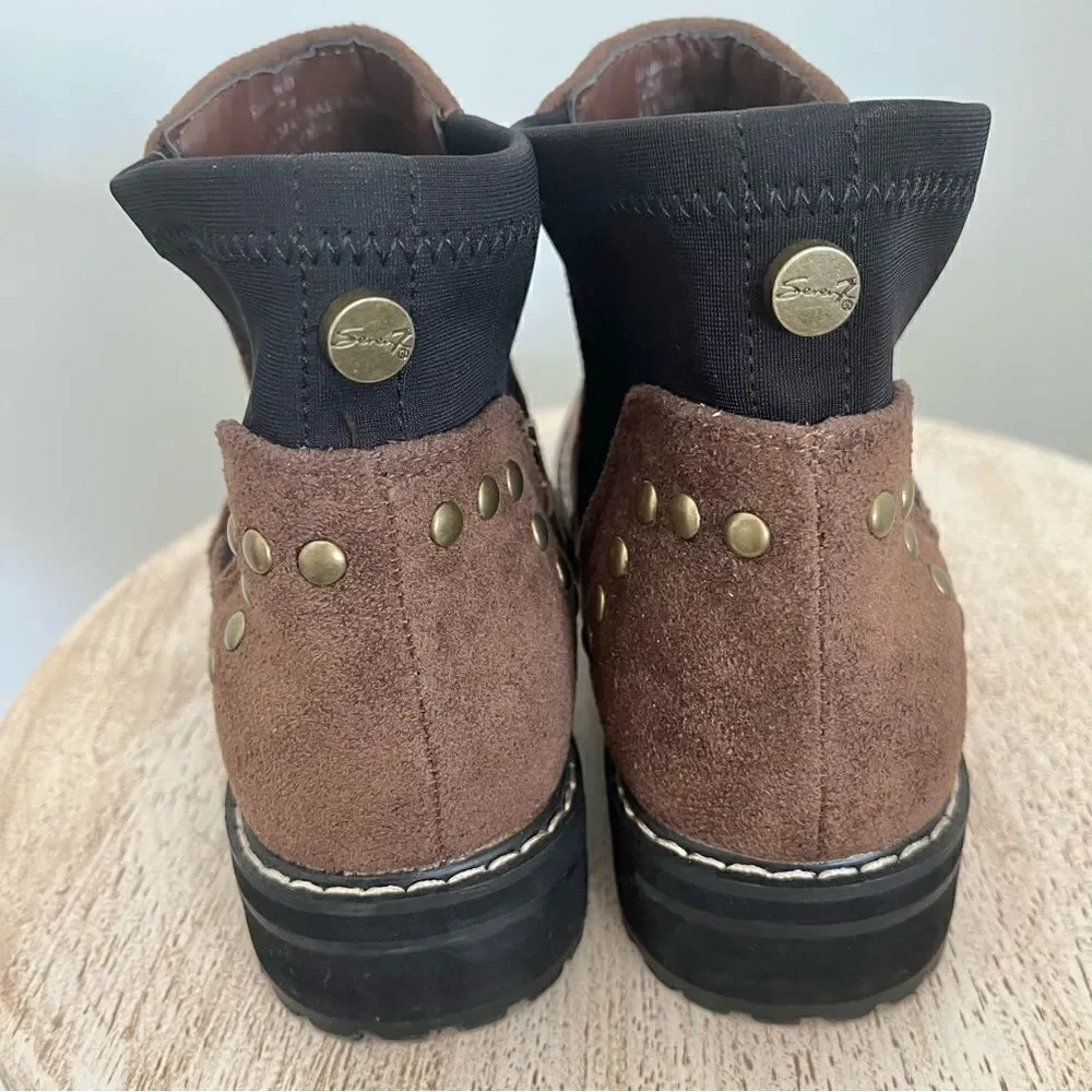 Seven For All Mankind Romanoff Waterproof Ankle Boot Brown with Studs NWOB‎